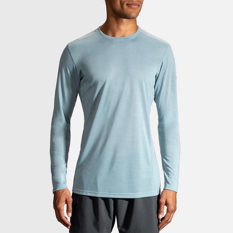 Brooks Distance NZ - Men's Long Sleeve Running Shirt - Blue (32597-XERP)